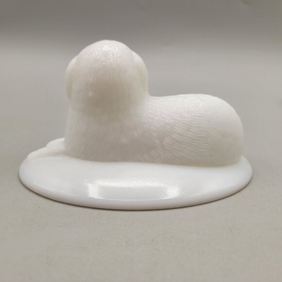 Westmoreland Milk Glass Setter Dog Lid for Trinket Box Oval LID ONLY - Picture 3 of 6